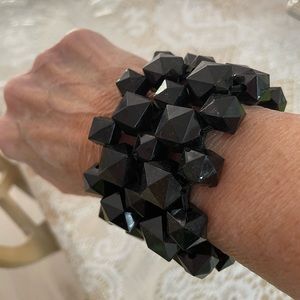 Black Beaded Stretch Bracelet